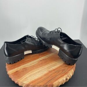 Ecco midtray tie Oxford low profile lug sole black leather Sz 40 9-9.5